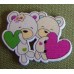 Drevený dvojdierkový gombík „Medvedíky Love“