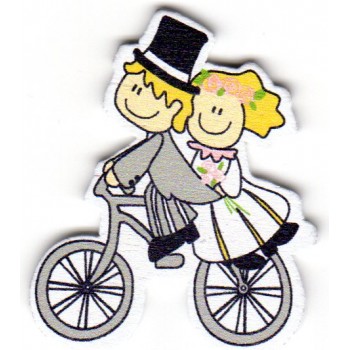Drevená dekorácia „Svadba na bicykli“