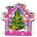 Drevený dvojdierkový gombík „Vianočný domček“