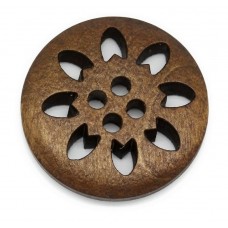 Drevený gombík hnedý „Kvet 25 mm“